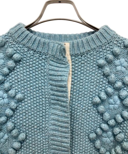 holiday（ホリデー）HOLIDAY (ホリデー) WOOL CASHMERE PONPON KNIT CARDIGAN スカイブルー サイズ:ONEの古着・服飾アイテム