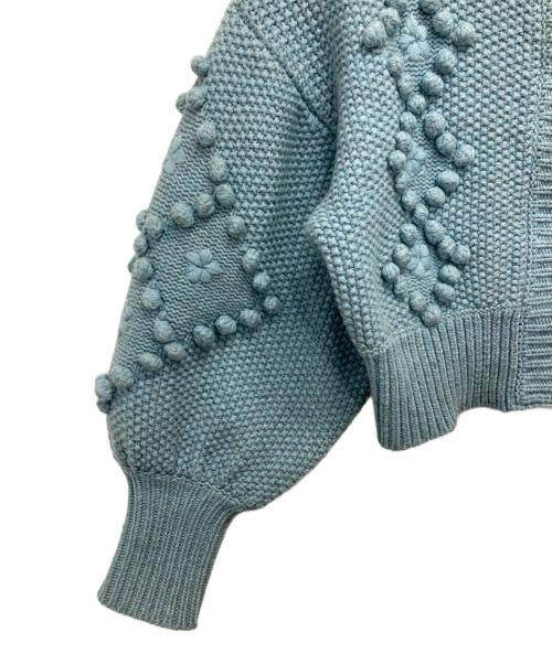 holiday（ホリデー）HOLIDAY (ホリデー) WOOL CASHMERE PONPON KNIT CARDIGAN スカイブルー サイズ:ONEの古着・服飾アイテム