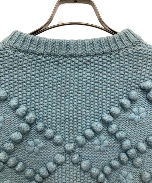 holiday（ホリデー）HOLIDAY (ホリデー) WOOL CASHMERE PONPON KNIT CARDIGAN スカイブルー サイズ:ONEの古着・服飾アイテム