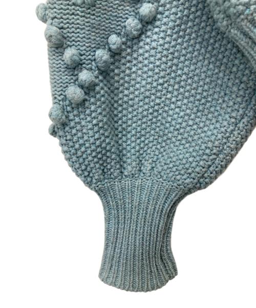 holiday（ホリデー）HOLIDAY (ホリデー) WOOL CASHMERE PONPON KNIT CARDIGAN スカイブルー サイズ:ONEの古着・服飾アイテム