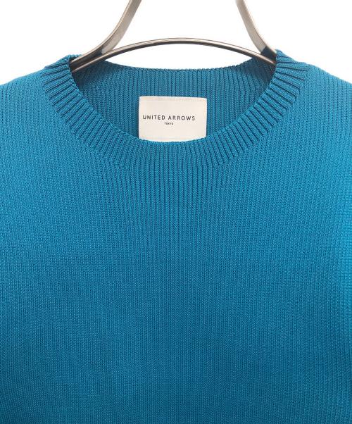 UNITED ARROWS TOKYO（ユナイテッドアローズトウキョウ）UNITED ARROWS TOKYO (ユナイテッドアローズトウキョウ) パフスリーブ 5分袖 ニット スカイブルー サイズ:記載なしの古着・服飾アイテム