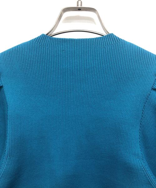 UNITED ARROWS TOKYO（ユナイテッドアローズトウキョウ）UNITED ARROWS TOKYO (ユナイテッドアローズトウキョウ) パフスリーブ 5分袖 ニット スカイブルー サイズ:記載なしの古着・服飾アイテム