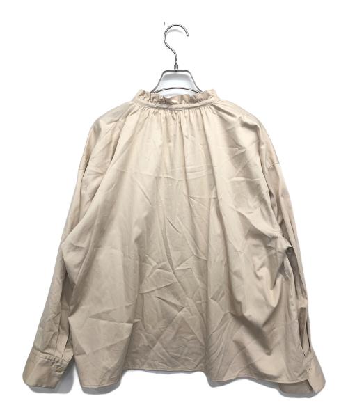 BALLSEY（ボールジィ）BALLSEY (ボールジィ) ハイカウントサテンネックフリルブラウス ベージュ サイズ:Sの古着・服飾アイテム