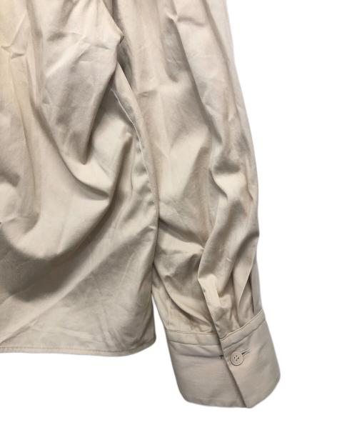BALLSEY（ボールジィ）BALLSEY (ボールジィ) ハイカウントサテンネックフリルブラウス ベージュ サイズ:Sの古着・服飾アイテム