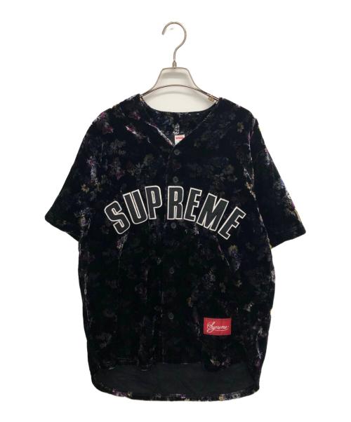 SUPREME（シュプリーム）SUPREME (シュプリーム) Floral Velour Baseball Jersey（フローラルベロアベースボールジャージー） ブラック サイズ:Sの古着・服飾アイテム