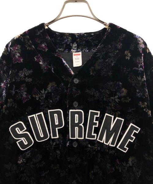 SUPREME（シュプリーム）SUPREME (シュプリーム) Floral Velour Baseball Jersey（フローラルベロアベースボールジャージー） ブラック サイズ:Sの古着・服飾アイテム