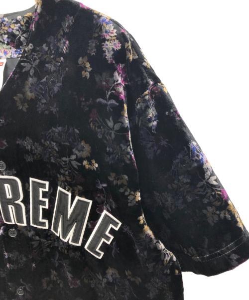 SUPREME（シュプリーム）SUPREME (シュプリーム) Floral Velour Baseball Jersey（フローラルベロアベースボールジャージー） ブラック サイズ:Sの古着・服飾アイテム
