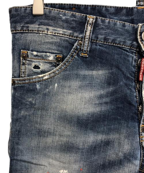 DSQUARED2（ディースクエアード）DSQUARED2 (ディースクエアード) ペンキ加工デニムパンツ インディゴ サイズ:44の古着・服飾アイテム
