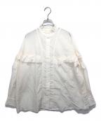 Spick and Spanスピック＆スパン）の古着「コットンシルクティアードフリルスリーブブラウス」｜アイボリー