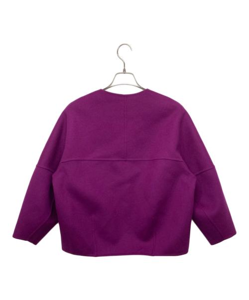 TOMORROW LAND collection（トゥモローランドコレクション）TOMORROW LAND collection (トゥモローランドコレクション) ウールカシミヤピコロール ノーカラーショートコート パープル サイズ:36の古着・服飾アイテム