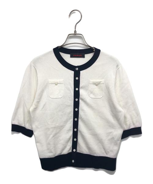 CABAN（キャバン）CABAN (キャバン) コットン クルーネックハーフスリーブカーディガン ホワイト サイズ:Fの古着・服飾アイテム