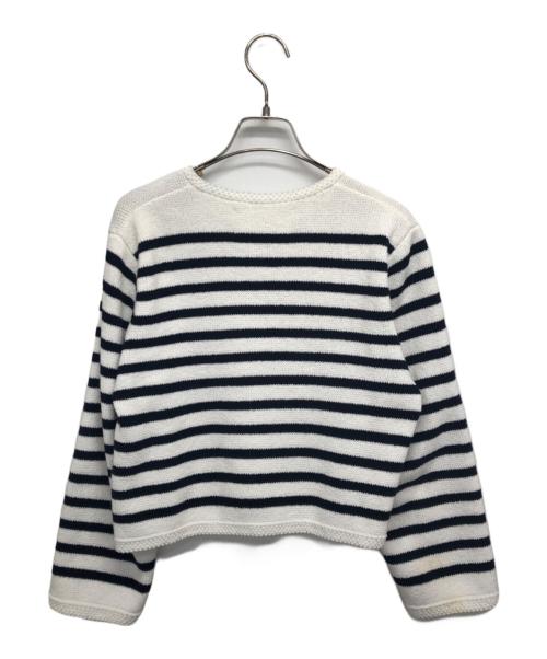 MACPHEE（マカフィー）MACPHEE (マカフィー) ハーフミラノ クルーネックカーディガン ホワイト サイズ:Sの古着・服飾アイテム