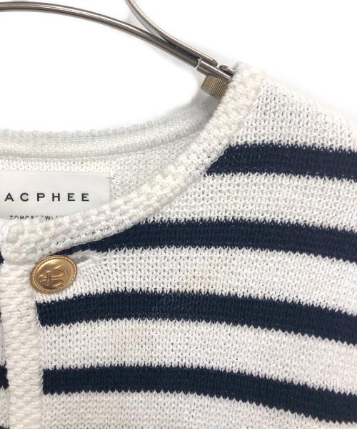 MACPHEE（マカフィー）MACPHEE (マカフィー) ハーフミラノ クルーネックカーディガン ホワイト サイズ:Sの古着・服飾アイテム