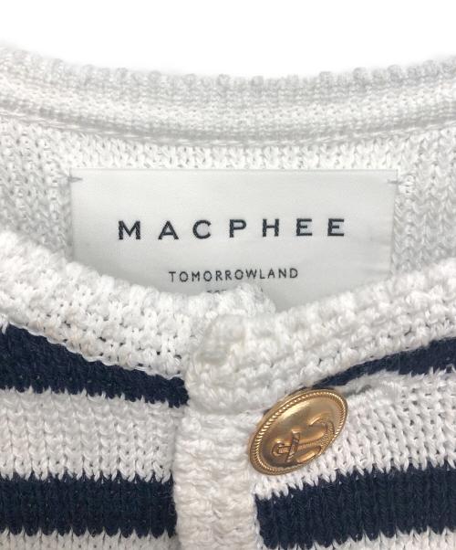 MACPHEE（マカフィー）MACPHEE (マカフィー) ハーフミラノ クルーネックカーディガン ホワイト サイズ:Sの古着・服飾アイテム