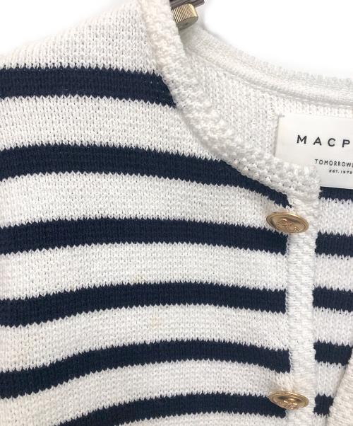 MACPHEE（マカフィー）MACPHEE (マカフィー) ハーフミラノ クルーネックカーディガン ホワイト サイズ:Sの古着・服飾アイテム