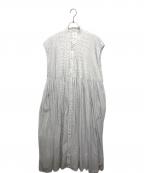 maison de soilメゾンドソイル）の古着「ピンタックドットワンピース」｜ホワイト×ブルー