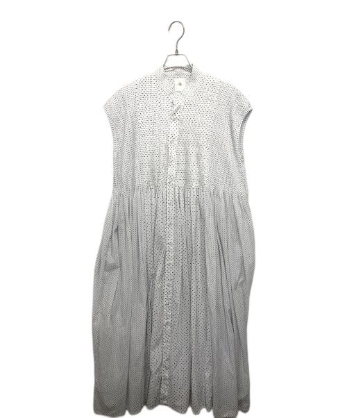 maison de soil（メゾンドソイル）maison de soil (メゾンドソイル) ピンタックドットワンピース ホワイト×ブルー サイズ:2の古着・服飾アイテム