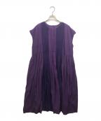 maison de soilメゾンドソイル）の古着「コットンリネンパッチワークワンピース」｜パープル