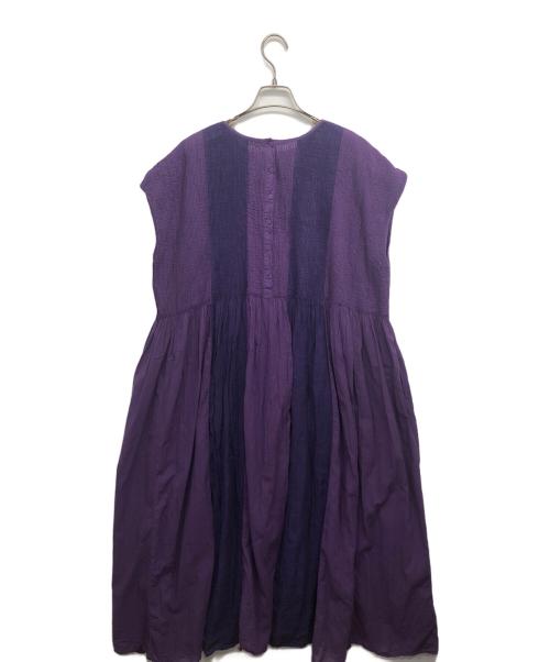 maison de soil（メゾンドソイル）maison de soil (メゾンドソイル) コットンリネンパッチワークワンピース パープル サイズ:Ⅱの古着・服飾アイテム