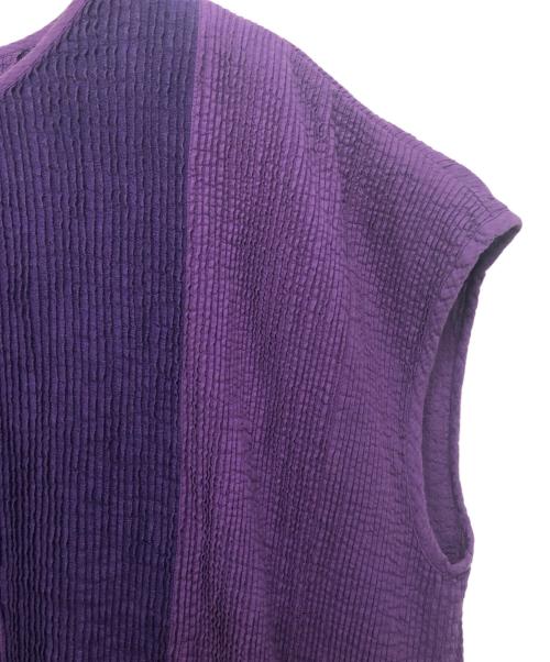 maison de soil（メゾンドソイル）maison de soil (メゾンドソイル) コットンリネンパッチワークワンピース パープル サイズ:Ⅱの古着・服飾アイテム