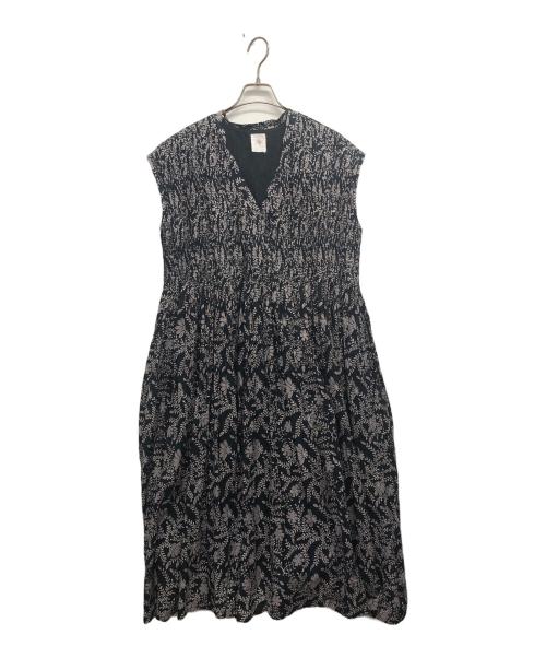 maison de soil（メゾンドソイル）maison de soil (メゾンドソイル) ピンタックフラワーデザインワンピース ネイビー サイズ:2の古着・服飾アイテム