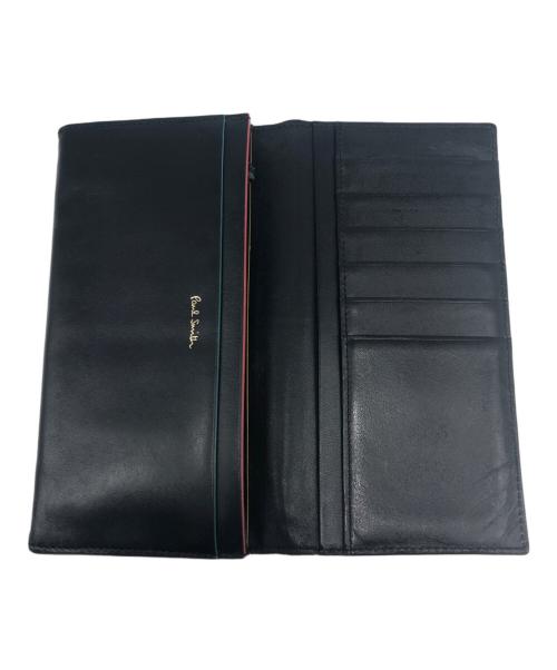 PAUL SMITH（ポールスミス）Paul Smith (ポールスミス) ブライトストライプスリーカラー2つ折り長財布 ブラックの古着・服飾アイテム