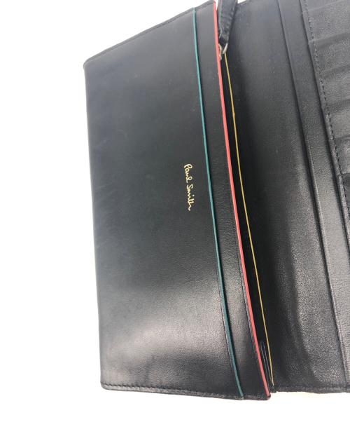 PAUL SMITH（ポールスミス）Paul Smith (ポールスミス) ブライトストライプスリーカラー2つ折り長財布 ブラックの古着・服飾アイテム