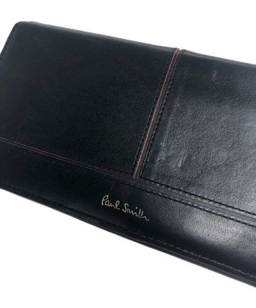 PAUL SMITH（ポールスミス）Paul Smith (ポールスミス) ブライトストライプスリーカラー2つ折り長財布 ブラックの古着・服飾アイテム