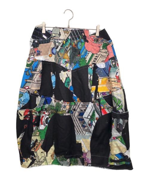 COMME des GARCONS（コムデギャルソン）COMME des GARCONS (コムデギャルソン) グラフィックプリント切替デザインスカート マルチカラー サイズ:Mの古着・服飾アイテム