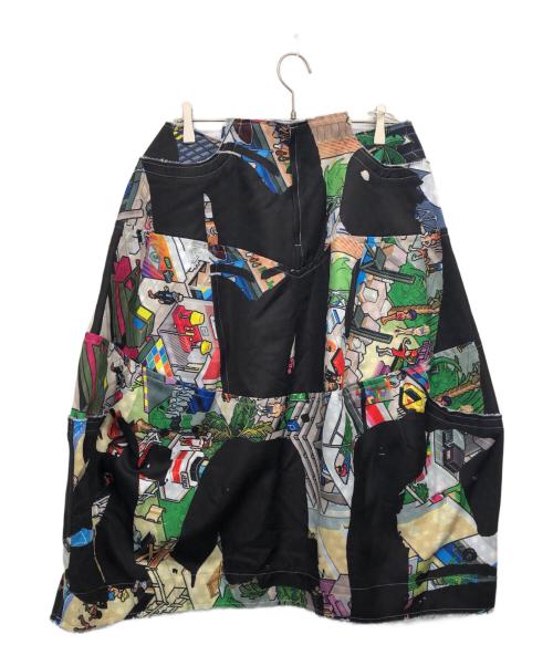 COMME des GARCONS（コムデギャルソン）COMME des GARCONS (コムデギャルソン) グラフィックプリント切替デザインスカート マルチカラー サイズ:Mの古着・服飾アイテム
