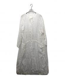 solamonat poche（ソラモナ ポッシェ）の古着「リネンブラウスワンピース」｜ホワイト