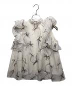 Snidelスナイデル）の古着「リボンスリーブオーガンシースルーブラウス」｜ホワイト