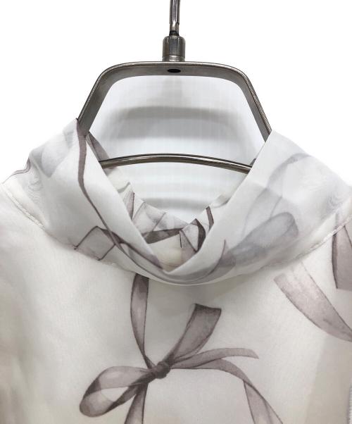 Snidel（スナイデル）Snidel (スナイデル) リボンスリーブオーガンシースルーブラウス ホワイト サイズ:Freeの古着・服飾アイテム