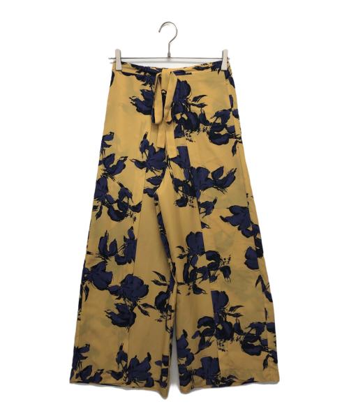 Aga（アーガ）Aga (アーガ) フラワープリントラップパンツ イエロー サイズ:9号の古着・服飾アイテム