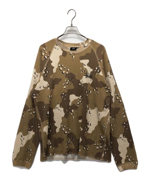 stussy（ステューシー）stussy (ステューシー) Raglan Thermal Long Sleeve Crew Desert Camo ベージュ サイズ:XLの古着・服飾アイテム