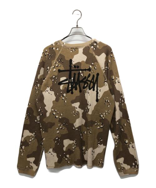 stussy（ステューシー）stussy (ステューシー) Raglan Thermal Long Sleeve Crew Desert Camo ベージュ サイズ:XLの古着・服飾アイテム