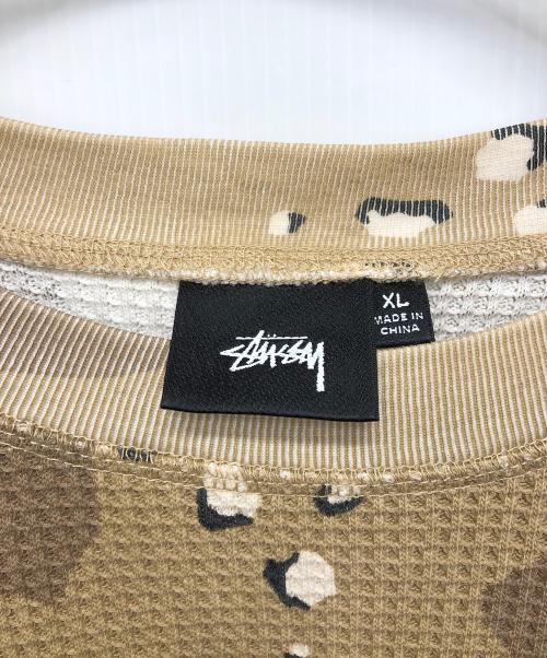 stussy（ステューシー）stussy (ステューシー) Raglan Thermal Long Sleeve Crew Desert Camo ベージュ サイズ:XLの古着・服飾アイテム