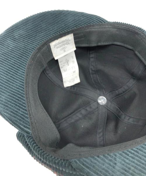 Vivienne Westwood（ヴィヴィアンウエストウッド）Vivienne Westwood (ヴィヴィアンウエストウッド) タータンチェックコーデュロイディアストーカー/キャップ ネイビー サイズ:S～Mの古着・服飾アイテム