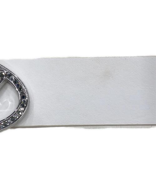 DIESEL（ディーゼル）DIESEL (ディーゼル) ビジュークリスタルレザーベルト ホワイト サイズ:75/30の古着・服飾アイテム