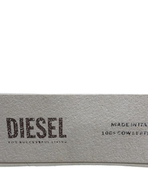 DIESEL（ディーゼル）DIESEL (ディーゼル) ビジュークリスタルレザーベルト ホワイト サイズ:75/30の古着・服飾アイテム