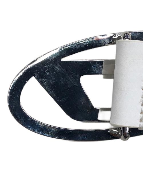 DIESEL（ディーゼル）DIESEL (ディーゼル) ビジュークリスタルレザーベルト ホワイト サイズ:75/30の古着・服飾アイテム