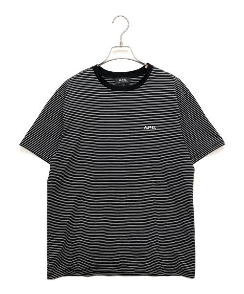 A.P.C.（アーペーセー）A.P.C. (アーペーセー) 胸ロゴボーダーTシャツ ブラック サイズ:Sの古着・服飾アイテム
