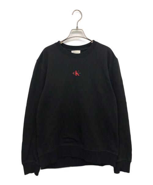 Calvin Klein Jeans（カルバンクラインジーンズ）Calvin Klein Jeans (カルバンクラインジーンズ) モノグラムスウェットシャツ ブラック サイズ:Sの古着・服飾アイテム