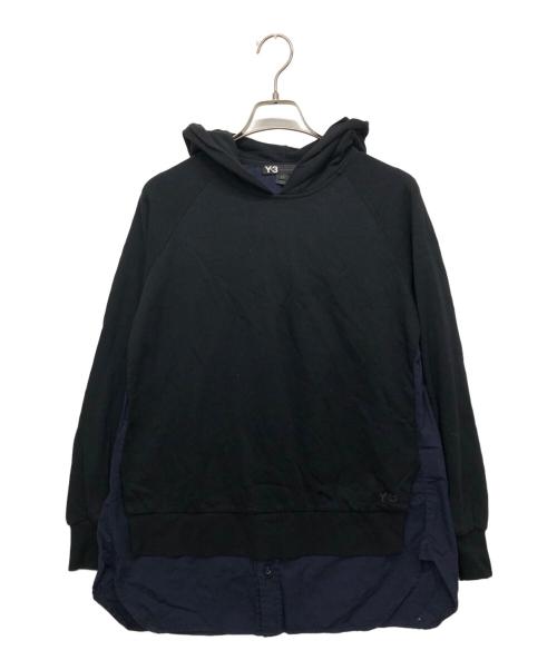 Y-3（ワイスリー）Y-3 (ワイスリー) シャツドッキング切替パーカー ブラック サイズ:Sの古着・服飾アイテム