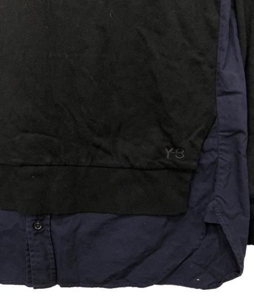 Y-3（ワイスリー）Y-3 (ワイスリー) シャツドッキング切替パーカー ブラック サイズ:Sの古着・服飾アイテム
