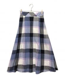 BLUE LABEL CRESTBRIDGE（ブルーレーベルクレストブリッジ）の古着「ロングチェックスカート」｜ブルー