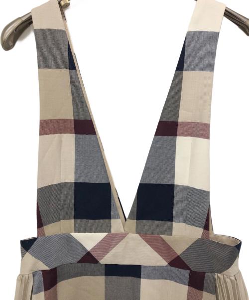 BLUE LABEL CRESTBRIDGE（ブルーレーベルクレストブリッジ）BLUE LABEL CRESTBRIDGE (ブルーレーベルクレストブリッジ) プリーツ切替ノースリーブワンピース ベージュ サイズ:38の古着・服飾アイテム