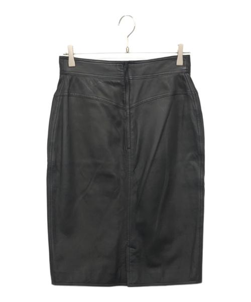 GIANNI VERSACE（ジャンニ・ヴェルサーチ）GIANNI VERSACE (ジャンニ・ヴェルサーチ) メデューサボタンレザーミディスカート ブラック サイズ:44の古着・服飾アイテム