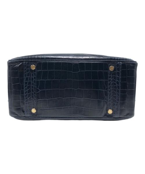 A.D.M.J.（エーディーエムジェイ）A.D.M.J. (エーディーエムジェイ) 型押しハンドバッグ ネイビーの古着・服飾アイテム