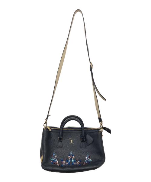 A.D.M.J.（エーディーエムジェイ）A.D.M.J. (エーディーエムジェイ) 2WAYビジュー装飾ショルダーバッグ ネイビーの古着・服飾アイテム